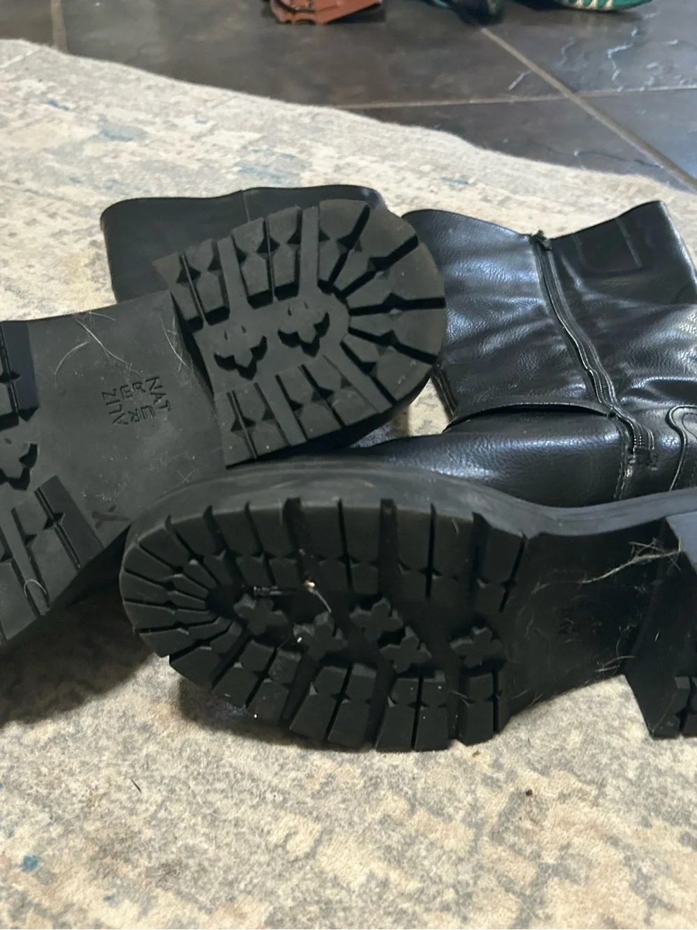 Black Leather Knee-High Riding Boots